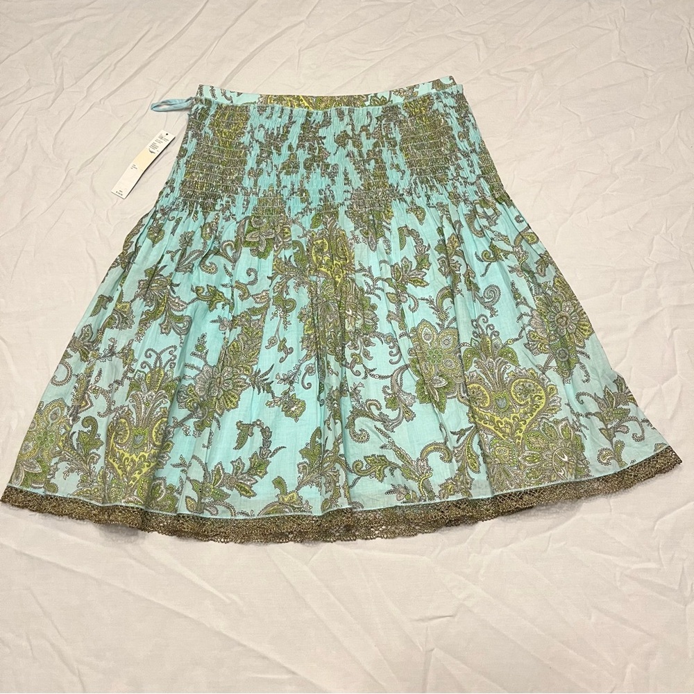 ANTONIO MELANI Teal and Olive A-Line Skirt